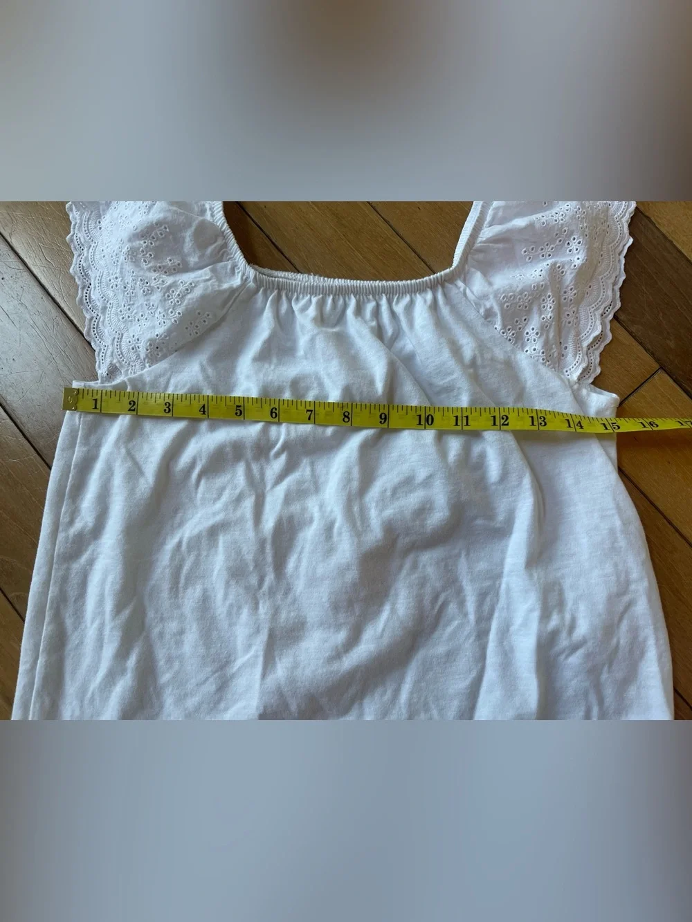 Cat & Jack White Eyelet Flutter Sleeve Top +Old Navy Denim Shorts Girls XL 14-16